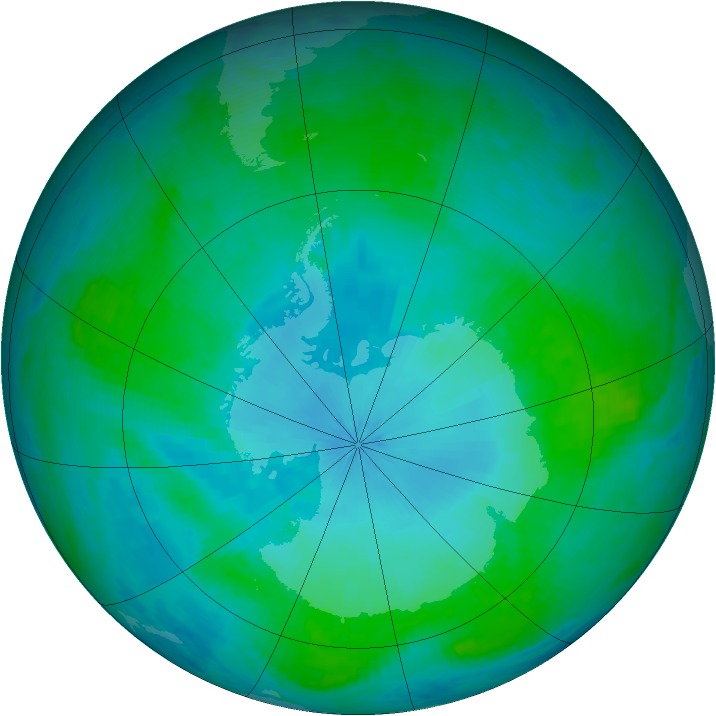 Antarctic ozone map for 30 January 2002